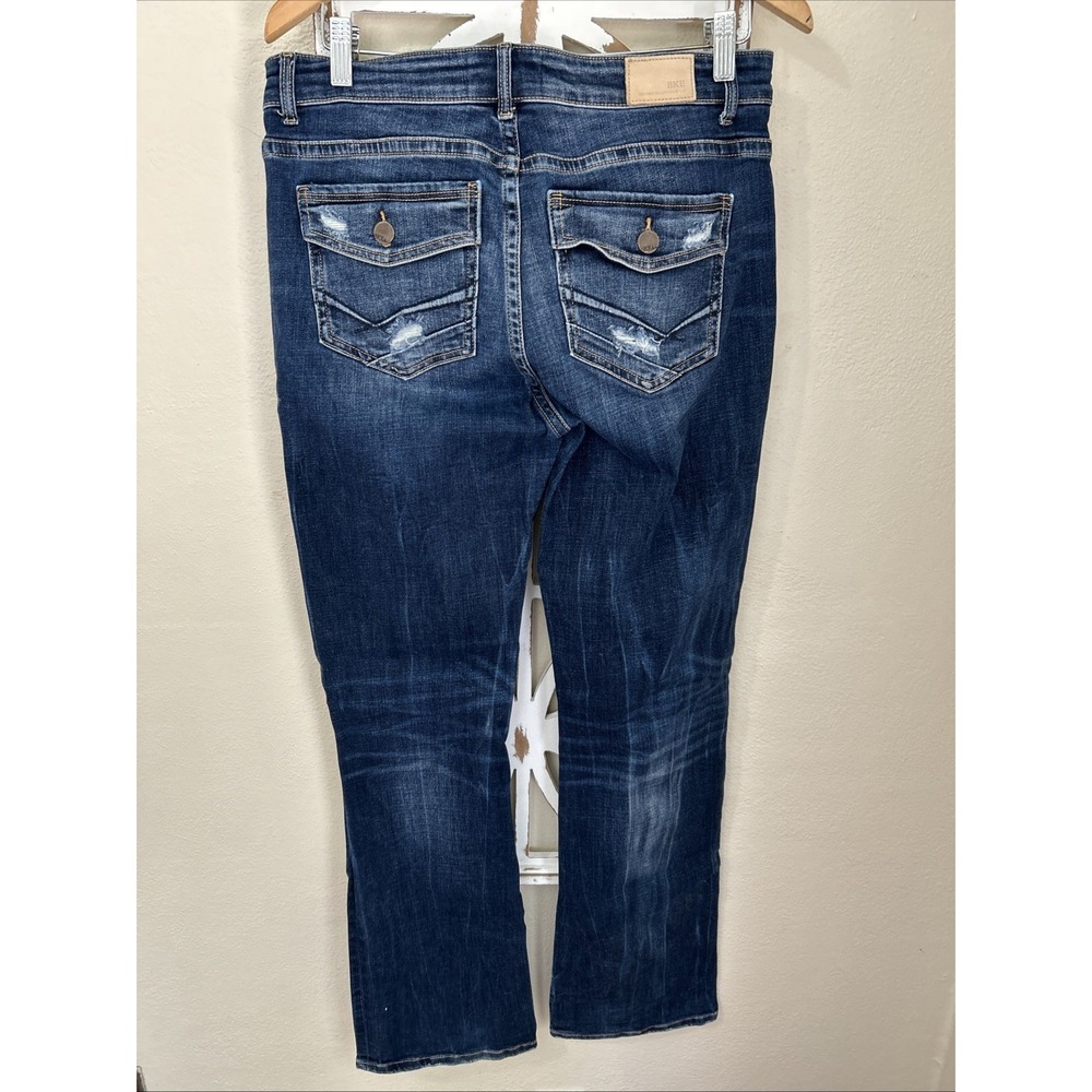 Bke Payton size 29x33.5 Dark Wash Universal Fit Mid Rise Bootcut Jeans *J187 - Picture 3 of 6